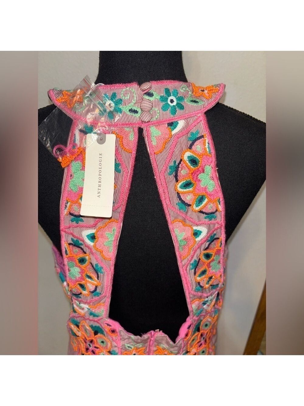 NEW Rare Anthropologie Statement Beaded Embroidered Floral Evening Dress Size 2 - Picture 2 of 15